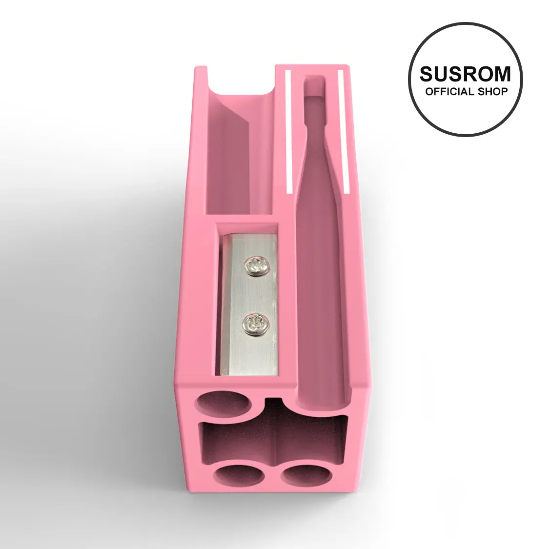 SUSROM 3rd Gen Wooden Brow Pencil Sharpener - Compact Ergonomically-Inspired Manual Cosmetic Tool with Break-Proof Blade for Precision Tip, Effortless Sharpening, Abs, Portable, Ideal for Makeup Artists, Single Item, Pencil Sharpeners