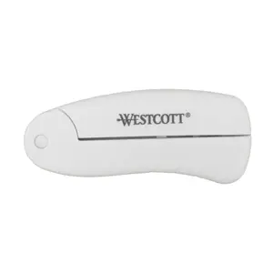 Westcott Folding Scissors, TSA Compliant and Portable, Titanium Blades with White Handles, for Travel, Crafting and Sewing (00766)