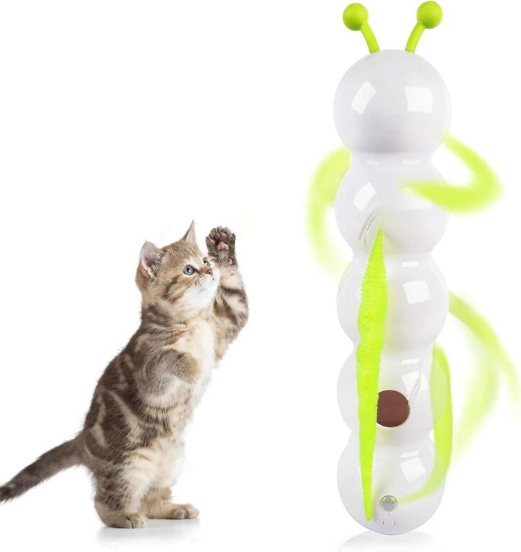 Interactive Cat Feather Toy, Automatic Fluffy Tail Teaser with Motion Sensor,Whack a mole Cat Toy, USB Rechargeable, Suction Cup for Stable Play, Perfect for Indoor Cats，Wall Mounted for Indoor Cats Jumping, Pouncing
