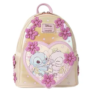 Loungefly Disney Stitch & Angel Cherry Blossom Heart Mini Backpack