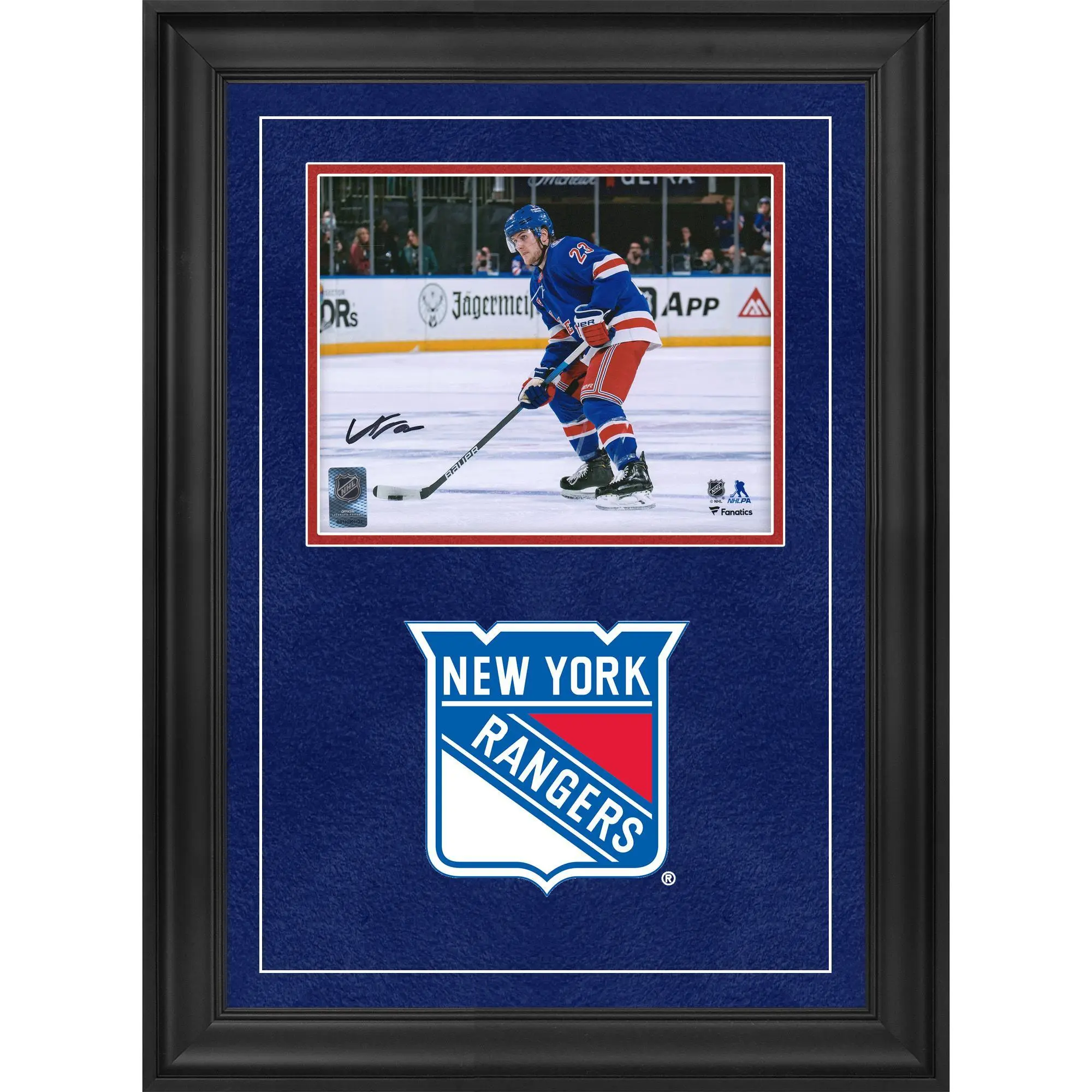 Adam Fox New York Rangers Deluxe Framed Autographed 8" x 10" Blue Jersey Skating with Puck Photograph - Fanatics Authentic Certified