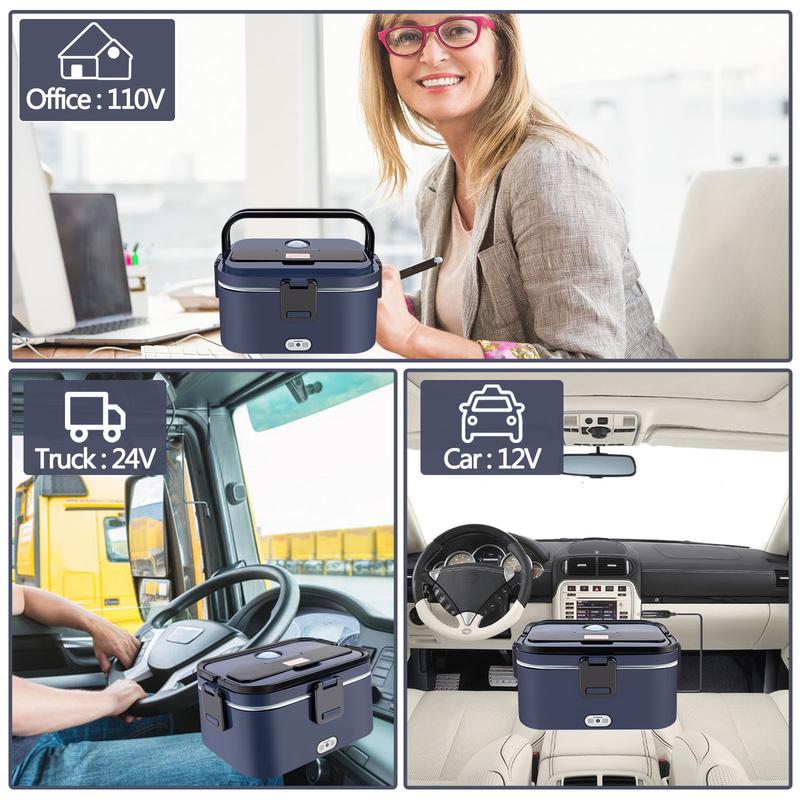 Nifogo Electric Lunch Box, 80W Food Heater 1,8L for Adults Portable Food Heater with Tableware and Lunch Bag, Car & Home Portable Electronic Food Heater for Home Office Travel