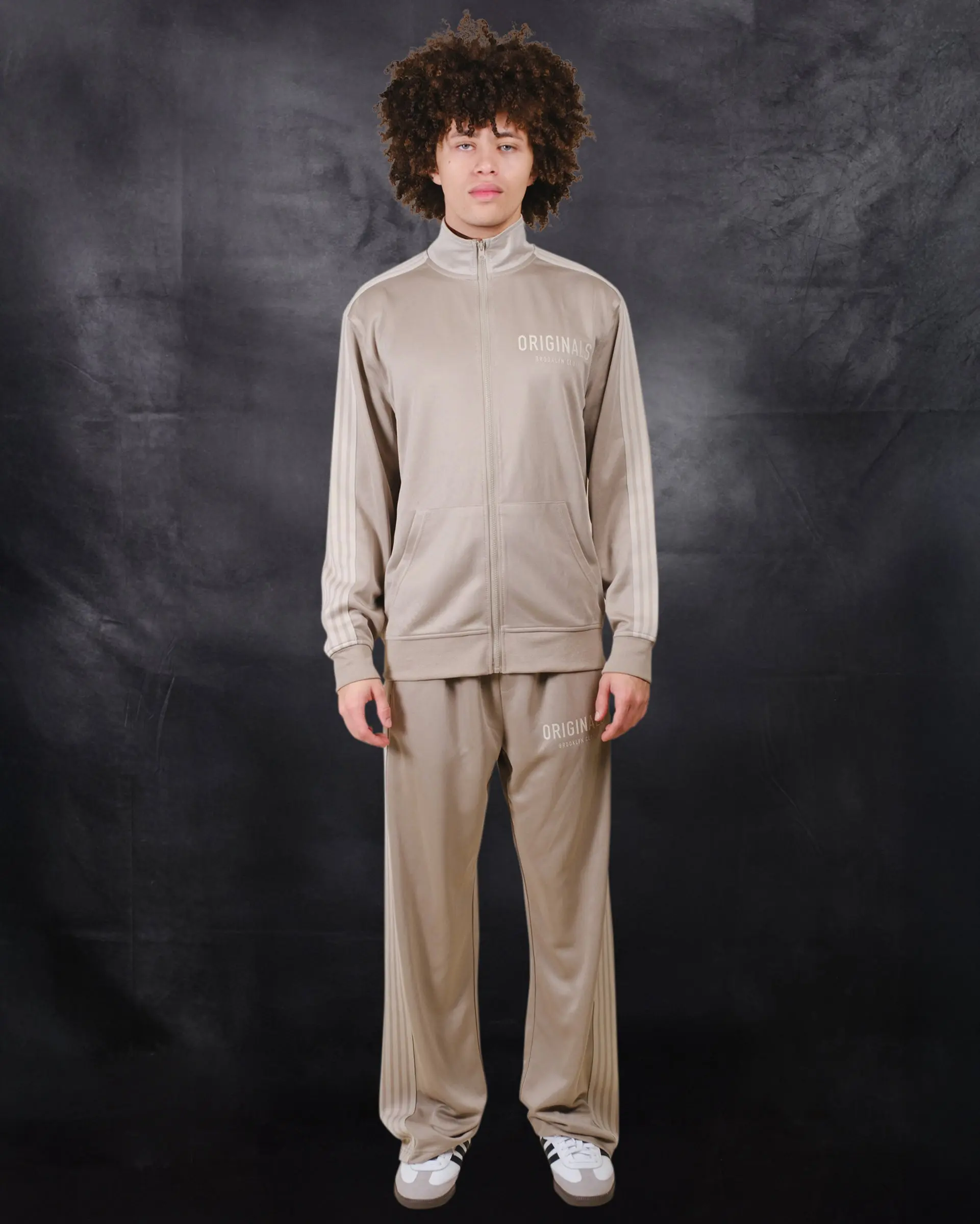 Brooklyn Cloth Originals Pique Track Jacket, Relaxed Fit, Full Zip Mock Neck, Stripe Sleeve Detail, Athletic Streetwear, Black or Pumice Stone, S-XL