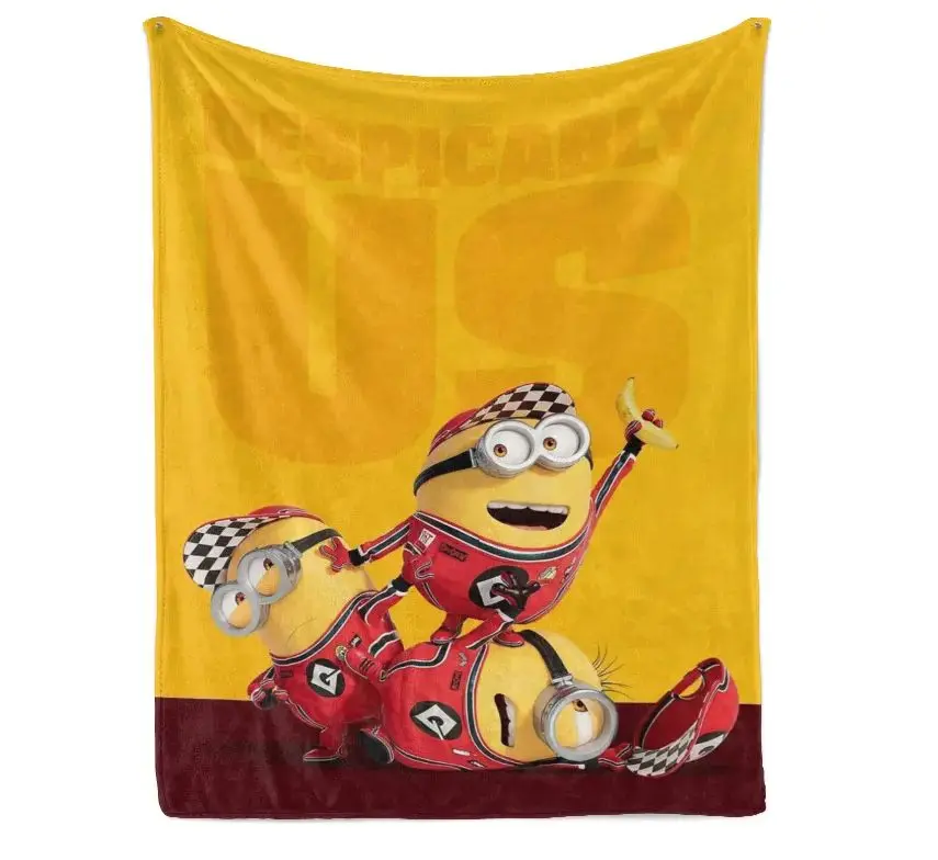 Minions Cartoon Throw Blanket, Soft Plush Flannel Blanket, Cozy Character Blanket for Couch Bed Bedroom, Home Decor Gift for Fans