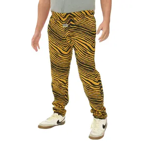 Zubaz Adult Unisex Z88 2 Color Zebra Pant, Black/Gold