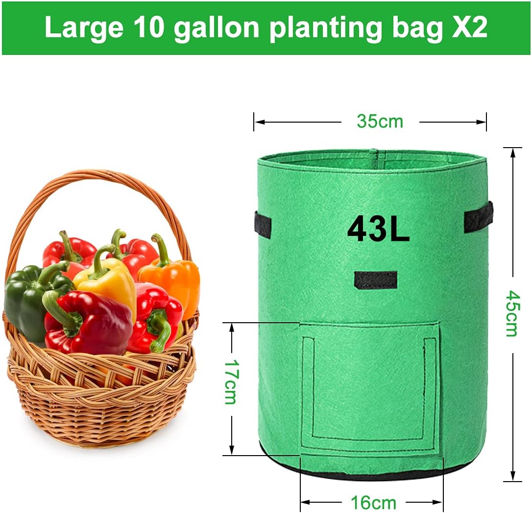 TENOVER Kartoffel-Anbaubeutel, 2 x 43 l Pflanzbeutel/Garten-Kartoffel-Pflanzbeutel, doppellagiger, atmungsaktiver Vliesstoff mit Fenstererde TENOVER Kartoffel-Anbaubeutel, 2 x 43 l Pflanzbeutel/Garten-Kartoffel-Pflanzbeutel, doppellagiger, atmungsaktiver Vliesstoff mit Fenstererde