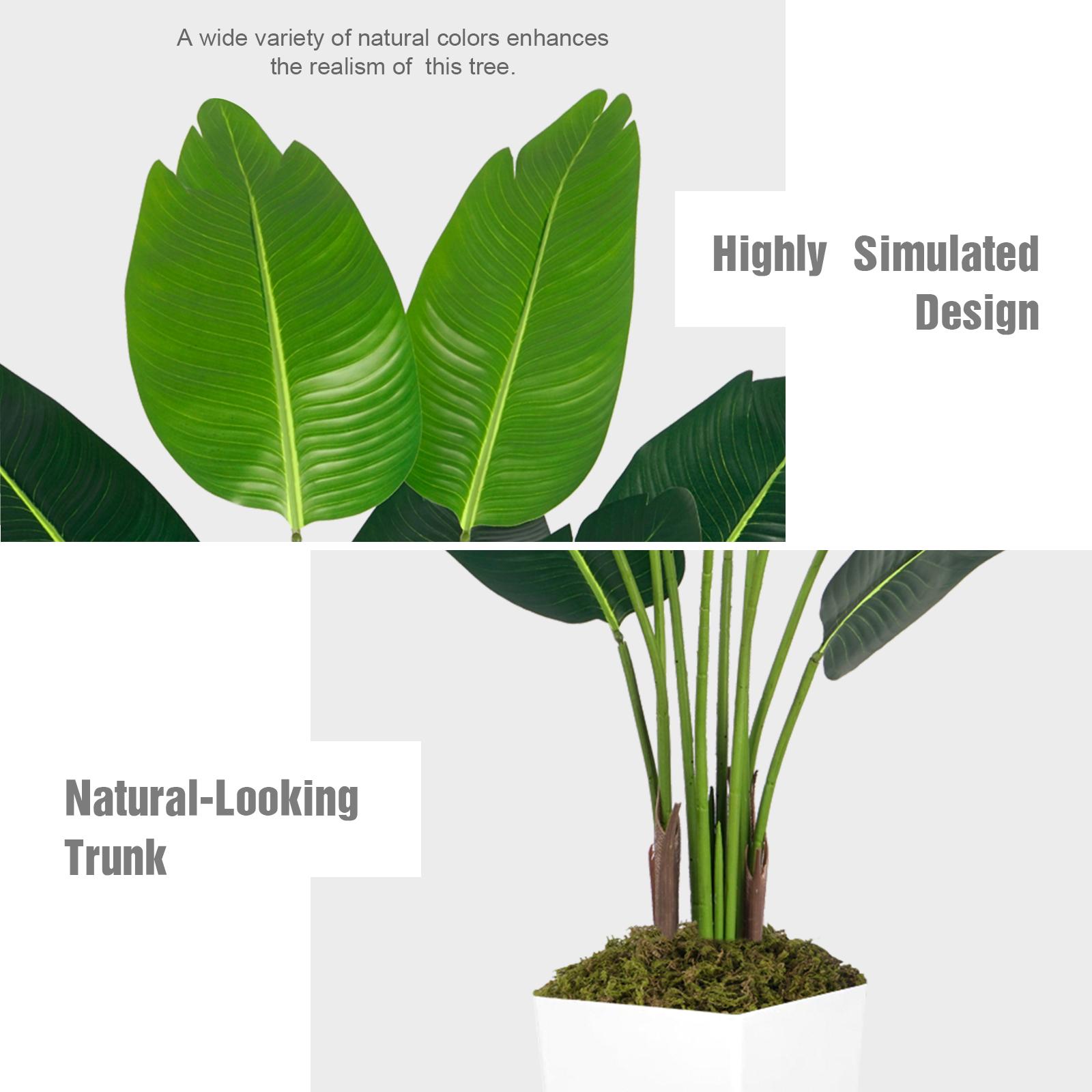 5ft Artificial Bird of Paradise Plant with 10 Branches – Realistic Faux Indoor Floor Plant for Living Room, Office, Bedroom Décor (Includes White Square Pot)