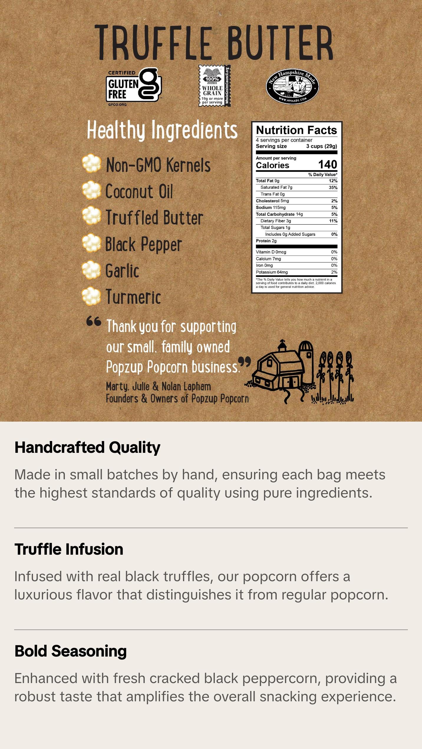 *NEW* 3 Truffle Butter with a Touch of Cracked Black Peppercorn Popcorn Bags