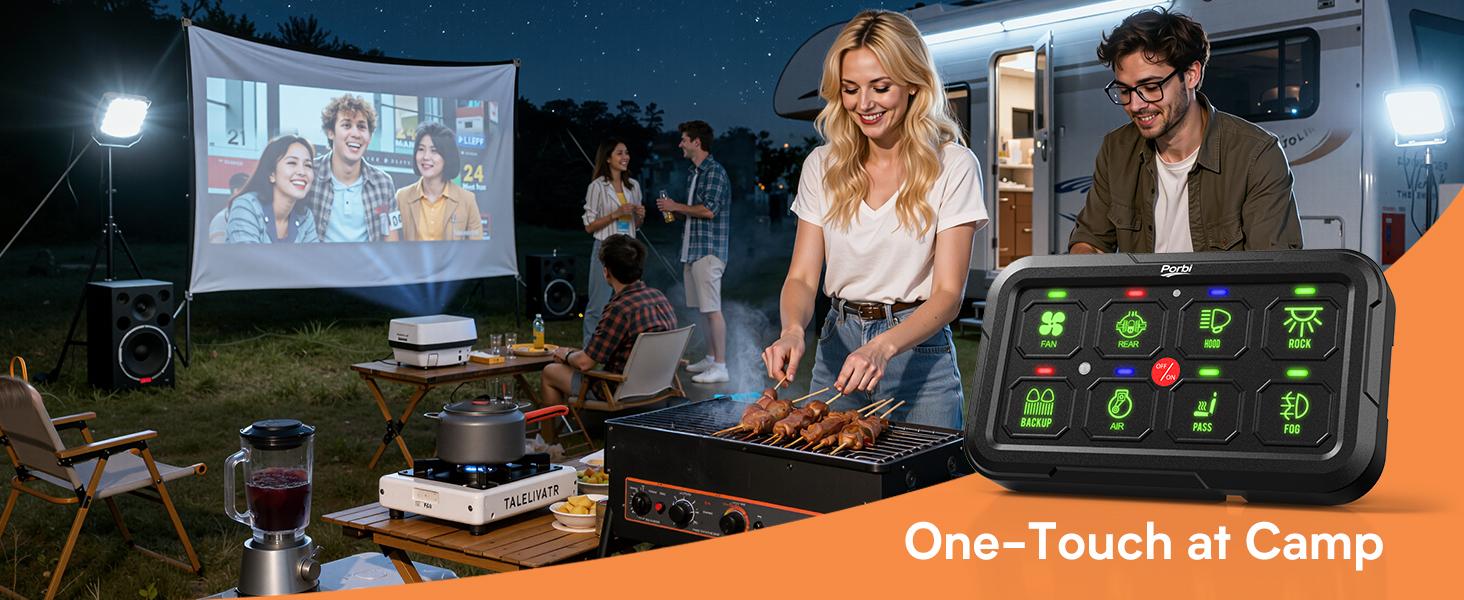 RGB 8 Gang Switch Panel, Universal Circuit Control Relay System w/Momentary Toggle Pulsed Memory Function, Automatic Dimmable, 12-24V Light Switch Panel for Truck UTV Car Boat, IP65 Waterproof RGB 8 Gang Switch Panel, Universal Circuit Control Relay System w/Momentary Toggle Pulsed Memory Function, Automatic Dimmable, 12-24V Light Switch Panel for Truck UTV Car Boat, IP65 Waterproof