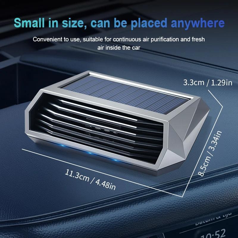 Joytutus Solar-Powered Car Air Purifier with USB Charging & Ozone Odor Elimination Portable HEPA Filter-Free Ionizer for Pet Odors VOC Oxygen Bar Ozone Generator Smoke Remover