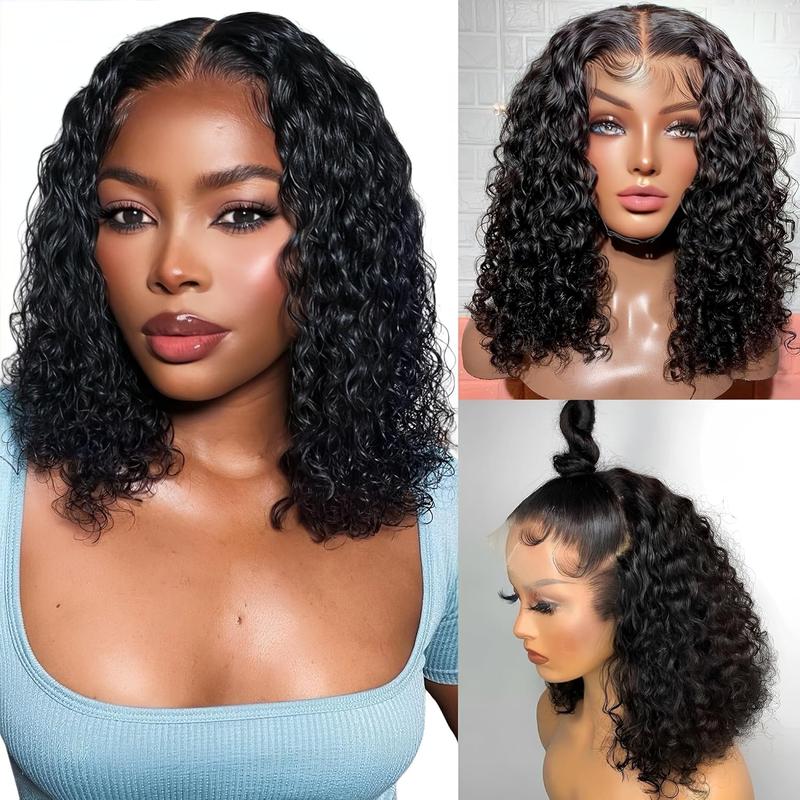Loyom Deep Wavebob Wig 12A Grade Unprocessed Virgin Brazilian 180% Density HD Curly BOB Lace Front Wigs for Black Women No Shedding Glueless Short Curly Frontal BOB Wigs