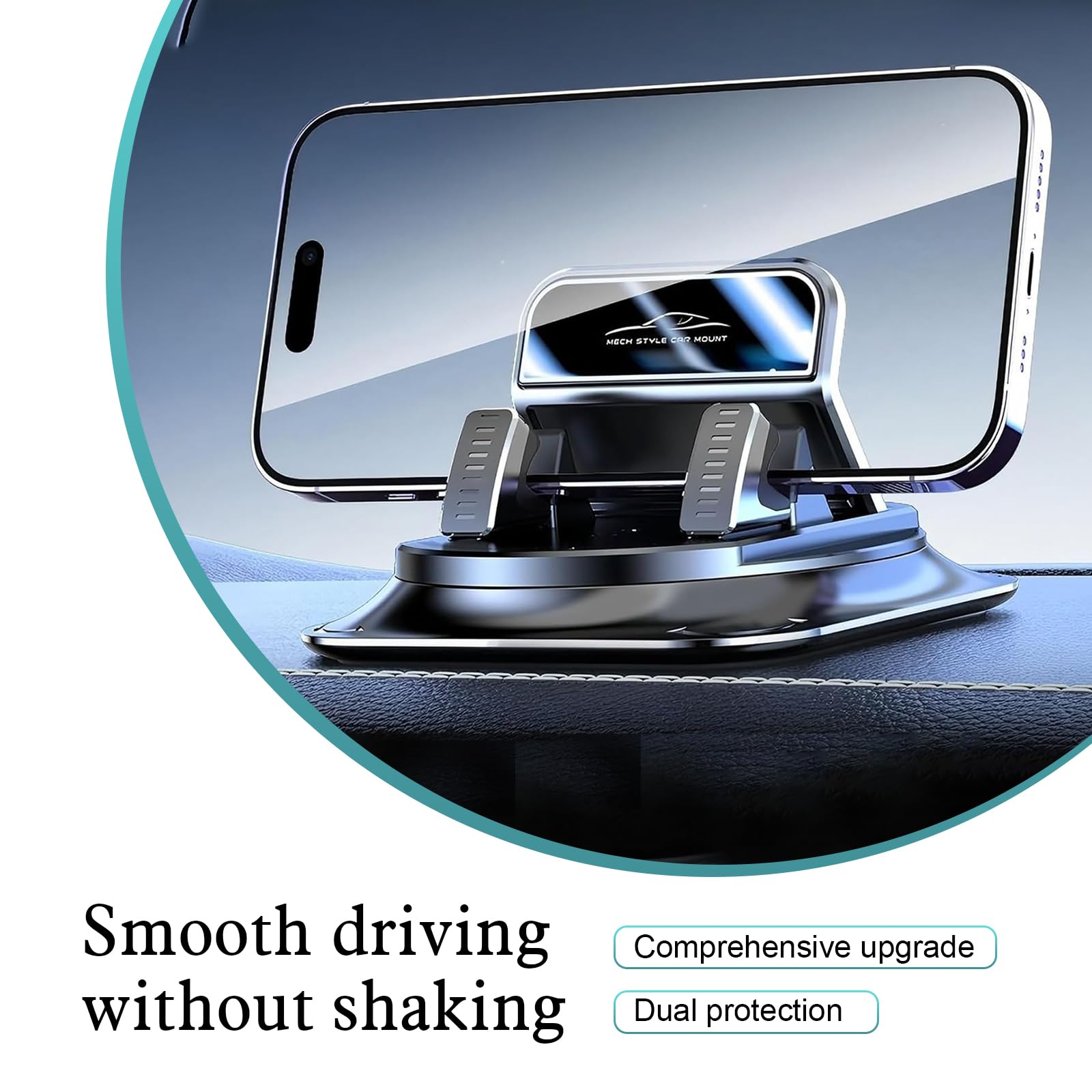 Dashboard Navigation Bracket, 360-Degree Rotation Automotive Phone Holder, Universal Self-Adhesive Non-Slip Car Phone Holder, for Most Cars，Car Mount
