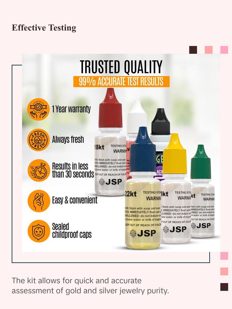 Gold and Silver Jewelry Testing Solutions Kit 10k 14k 18k 22k 24k Scratch Stone Acid Test Scrap Bars Coins