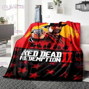 Red Dead Redemption Game Blanket Soft Flannel Bed Sofa Travel Decoration Birthday Gift Easter Gift Christmas Gift for Gamers Men Women Teens Western Outlaw Adventure Wild West Epic