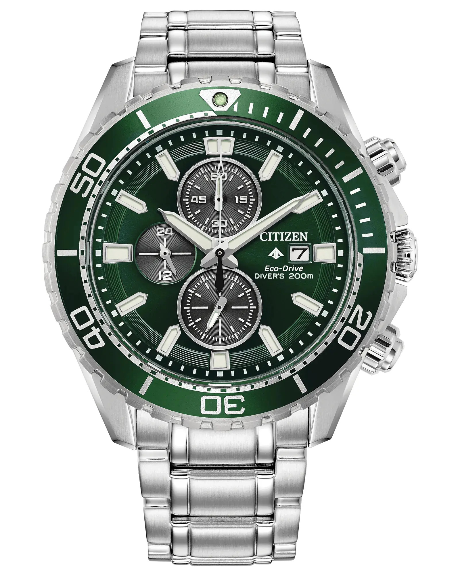 Citizen Eco-Drive Promaster Dive Chronograph Green Dial Mens Watch CA0820-50X
