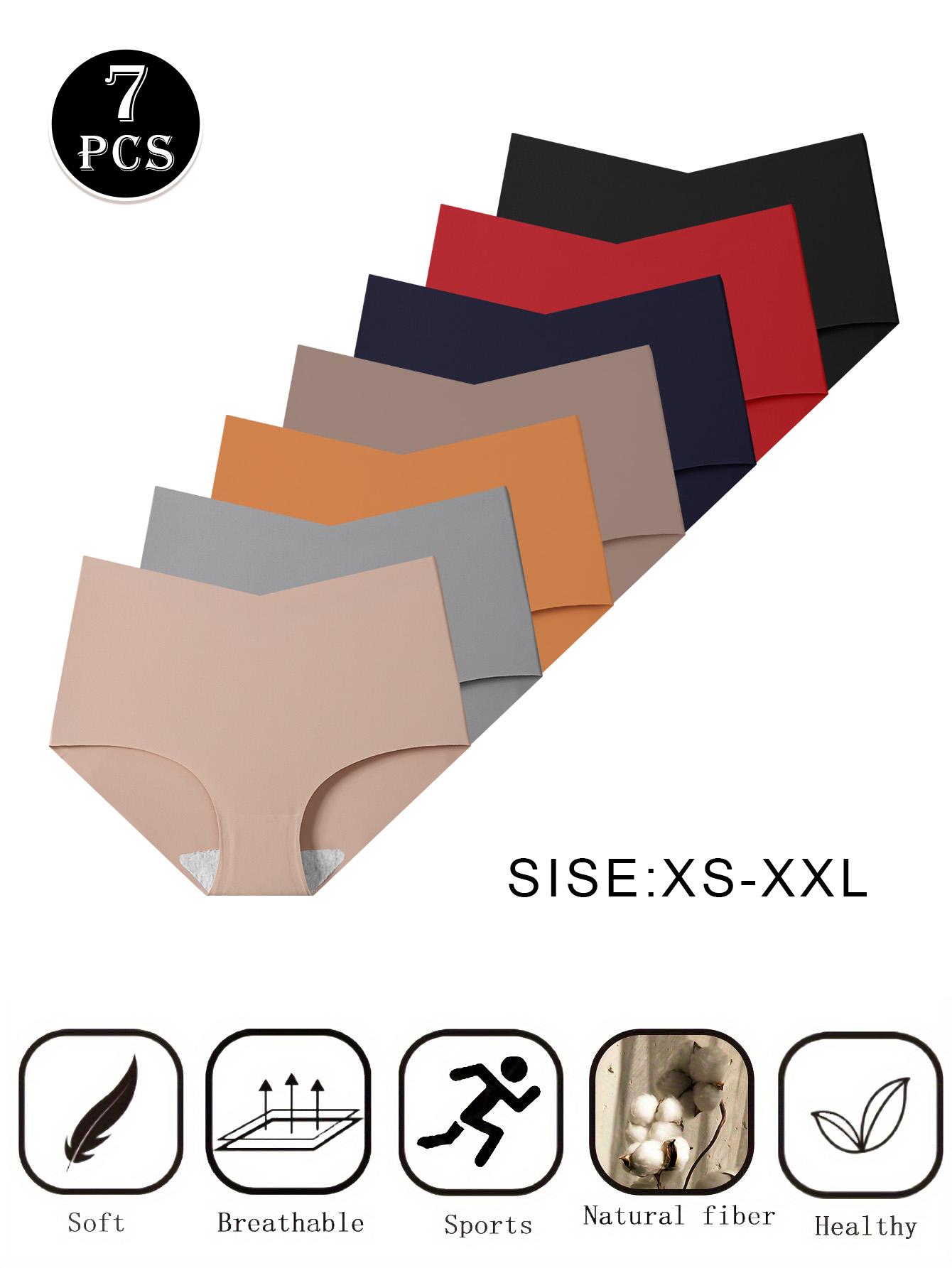 Hotcom Plus Size Seamless High Waisted Underwear For Women No Show Panties Full Coverage Soft Briefs 7 Pack XS-XXL Breathable Bikini Lingerie Everyday Clothes Fit Womenswear Leg - Feminine