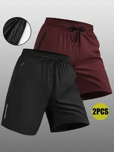 Men’s Summer Lightweight Casual Running Shorts with Zippered Pockets (Pack of 2)