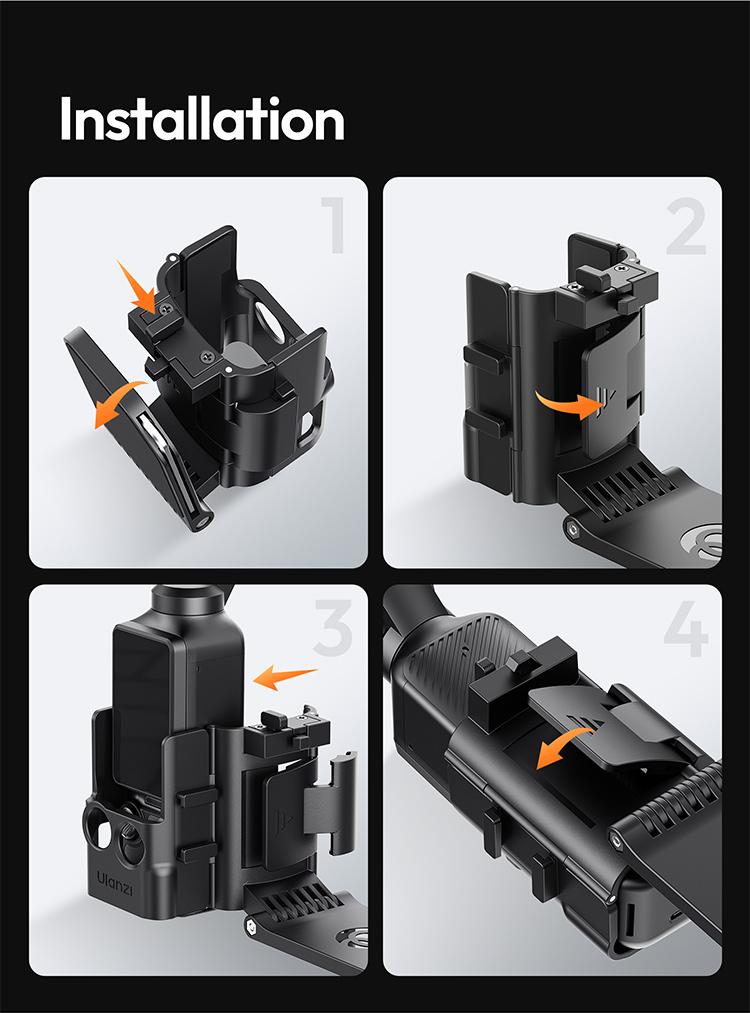 Ulanzi PK15 Pocket 3 Magnetic Mount Expansion Holder for DJI OSMO Pocket 3 Cold Shoe 180° Adjustable Video LED Light Mount Action Camera Accessories