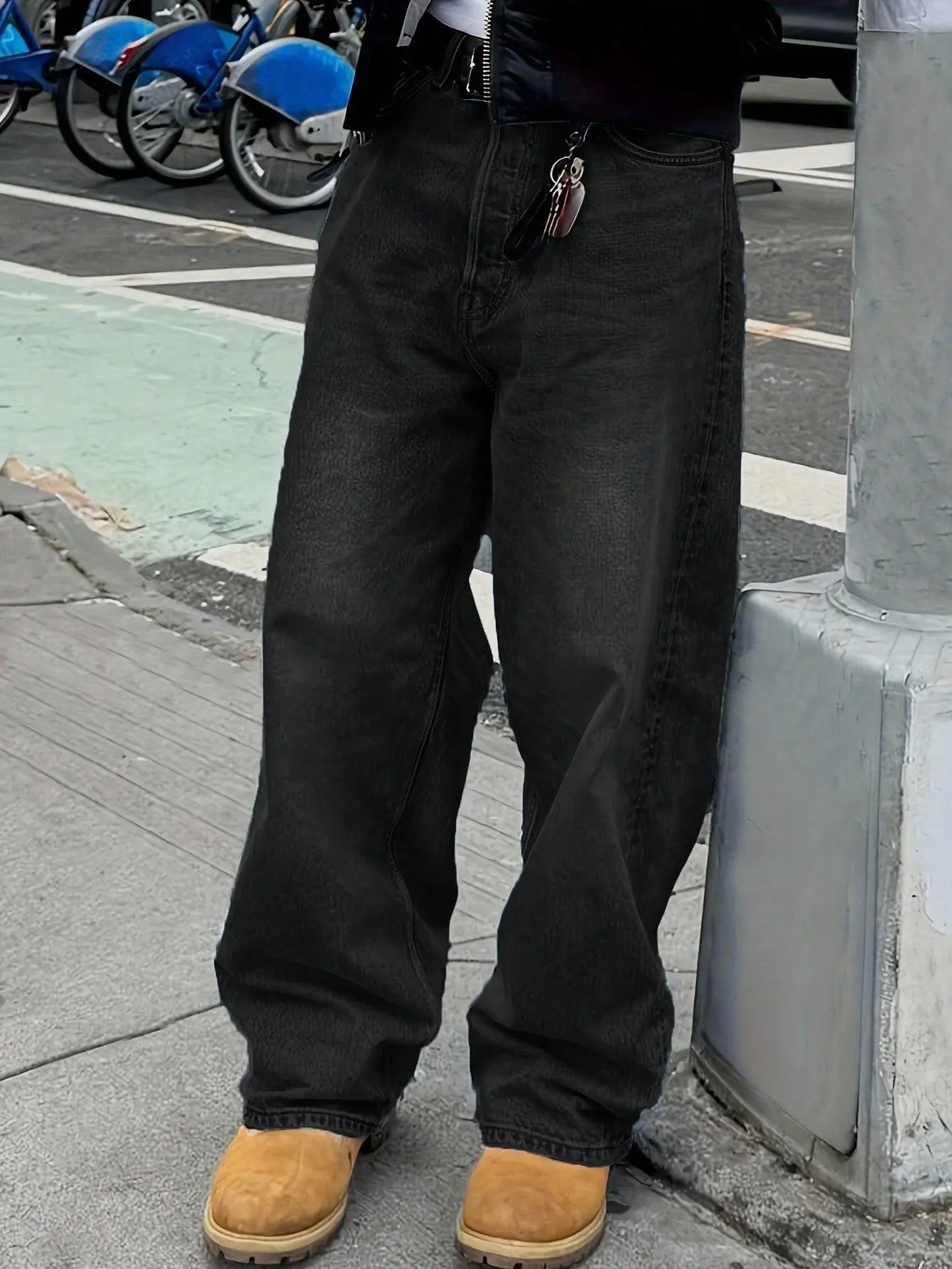 Men's Baggy Jeans in Washed Black, Retro Chic Heavyweight Cotton Denim Pants with a Loose Wide-Leg Fit for Streetwear & Skate, Fabric, Menswear, Oversize, Classic, Thanksgiving, Valentines Day, Wide Legs, Loose-Fit, 90S Look, 90S Grunge