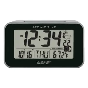 La Crosse 617-1270 Atomic Digital Alarm Clock - Black Home Decor Clock for Home Supplies