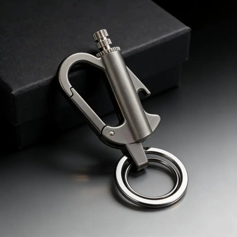 3-In-1 Design Windproof Blowtorch Lighter Keychain with Hook - Compact, Refillable, Portable Bottle Opener, Outdoor Fire Starter, Unisex Gift Box Version (Fuel Not Included) for Camping, Hiking