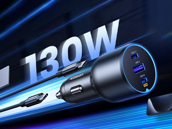 UGREEN 130W Car Charger with 3.3FT Cable, USB-C Input, Compatible with iPhone 17 16 Pro Max, Galaxy S24 Ultra, iPad, Car Accessories Deals for You,September Restock,TikTokShopBlackFriday ,TikTokShopHolidayHaul UGREEN 130W Car Charger with 3.3FT Cable, USB-C Input, Compatible with iPhone 17 16 Pro Max, Galaxy S24 Ultra, iPad, Car Accessories Deals for You,September Restock,TikTokShopBlackFriday ,TikTokShopHolidayHaul