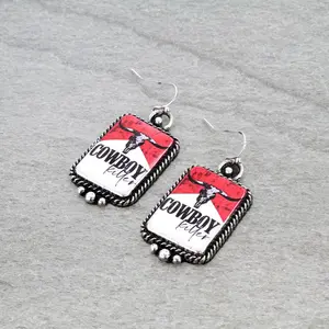 Western Cigarette logo Print Dangle Earrings