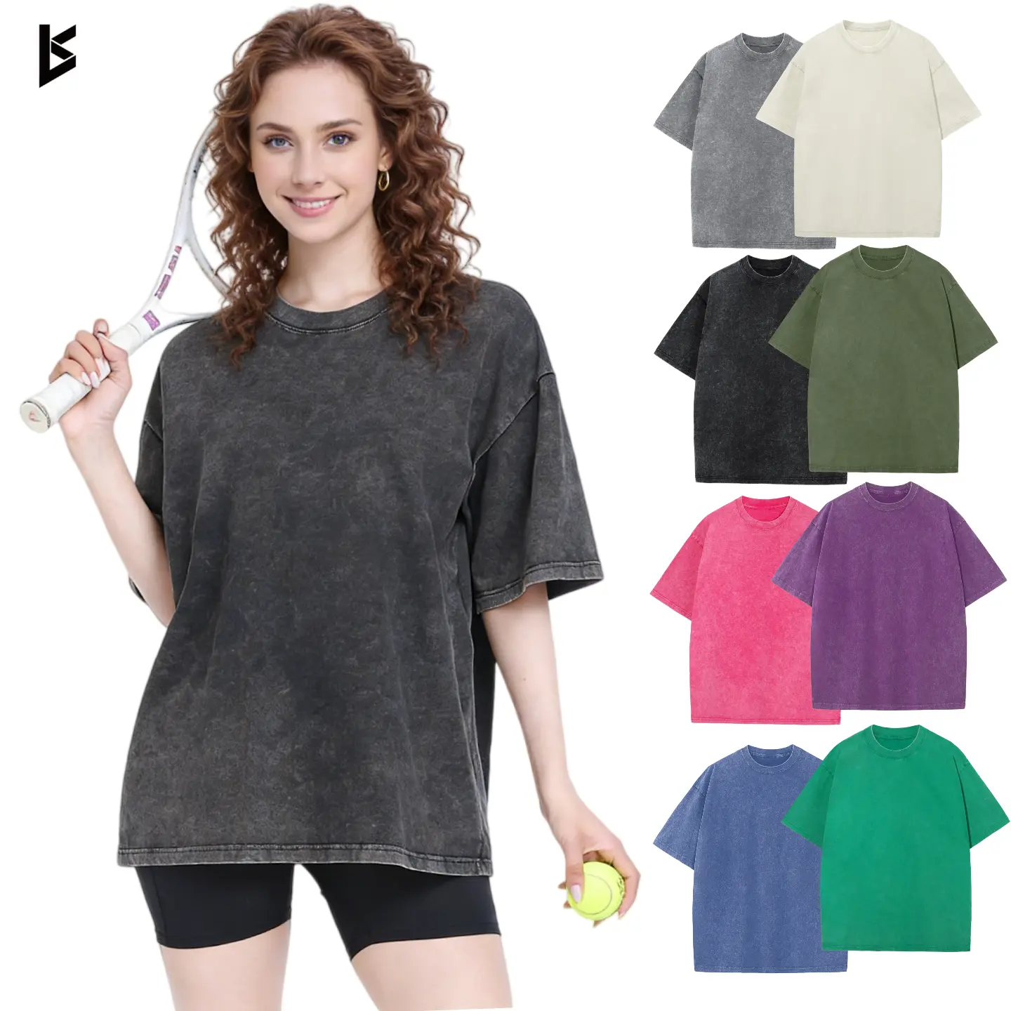 KEEPSHOWING Women's Oversized T-Shirt Acid Wash Loose Fit Vintage Washed Tee Short Sleeve Streetwear Casual Basic Crewneck Top Summer Baggy Womenswear Comfort Basic Womenswear Shortsleeve Tshirt,back to school,back to school shopping
