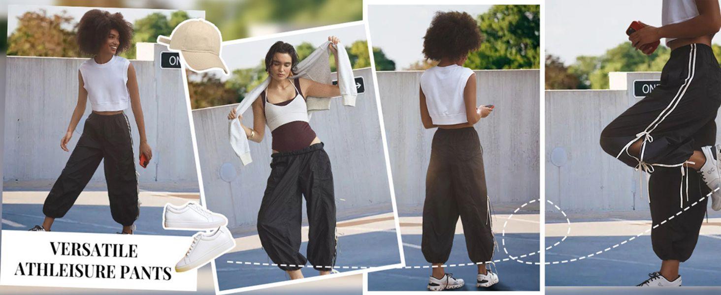 Ommig Women Pants Elastic High Waist Full Twist Hiking Cargo Pants Trousers