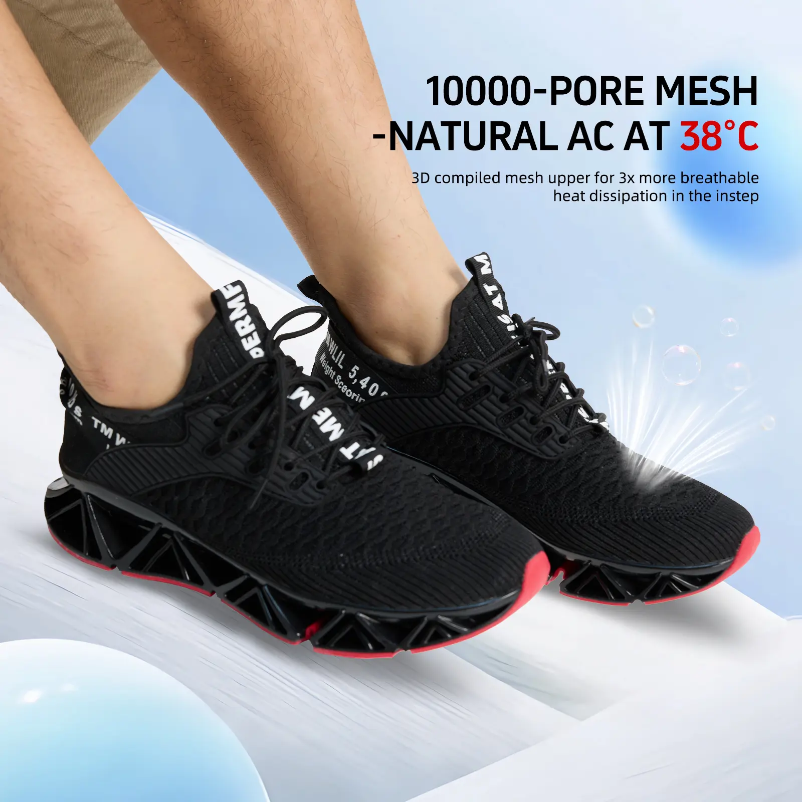 Men's Knife-Edge White Casual Trainers - Anti-Slip, Multi-Purpose, Contemporary, Cushioning, Elevated - Wear-Resistant, Comfortable, Lightweight, Portable, Supportive - Gym & Tennis Footwear, Anti-Slip Casual Trainers, Multi-Purpose Casual Trainers