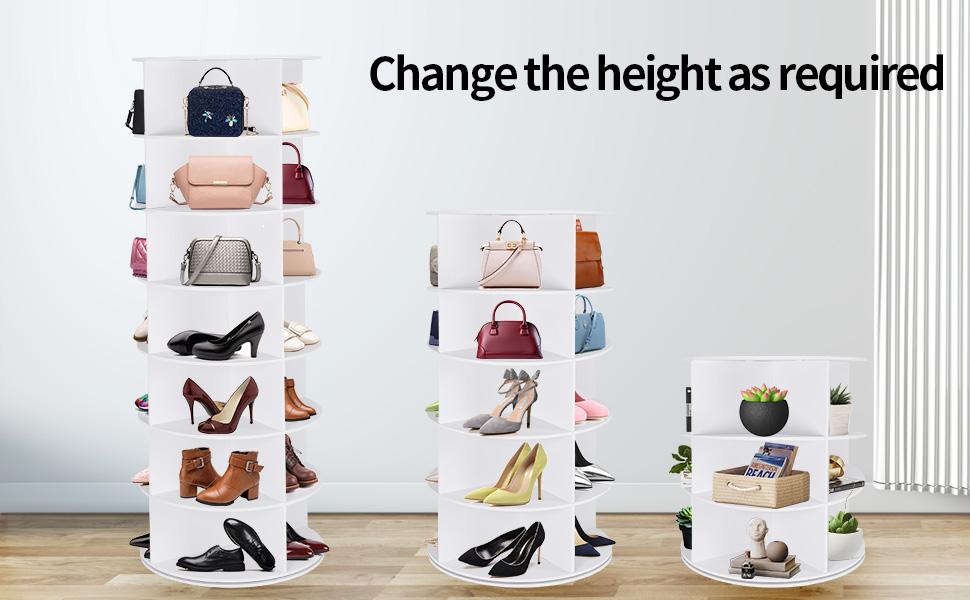 360° Rotating 6/7-Tiers Organizer Shoe Rack, Fits 24-28 Pairs of Shoes, Spinning and Revolving Round Shoe Rack, for Entryway Living Room Hallway Footwear Organization