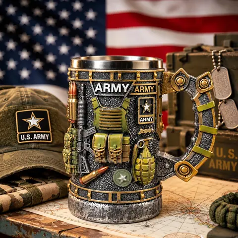 Military 3D Mug Series - 250th Anniversary of the Founding of the United States Army - Resin Crafts, Military 3D Mugs, Resin Coffee Mugs, Military Themes  Ceramic