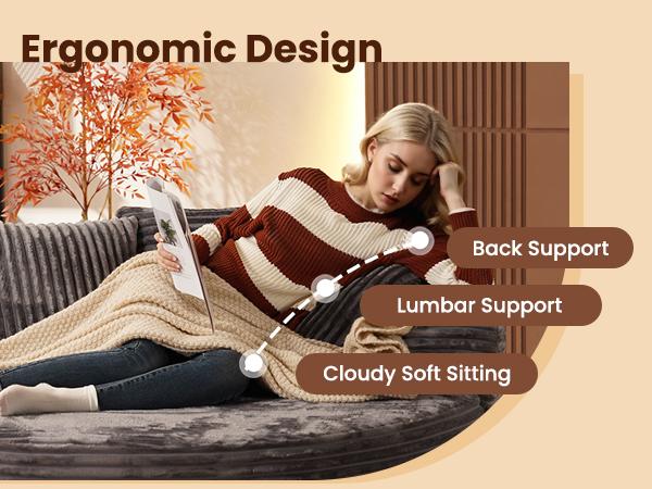 HOOOWOOO 59"W Oversized Round Sofa Bed - Modern & Boneless O-Shape Chaise Lounge, Lazy Bean Bag Chair, Deep Seat Couch with 3 Pillows, Plush Corduroy Fabric Chaise Lounge, No Assembly Required HOOOWOOO 59"W Oversized Round Sofa Bed - Modern & Boneless O-Shape Chaise Lounge, Lazy Bean Bag Chair, Deep Seat Couch with 3 Pillows, Plush Corduroy Fabric Chaise Lounge, No Assembly Required