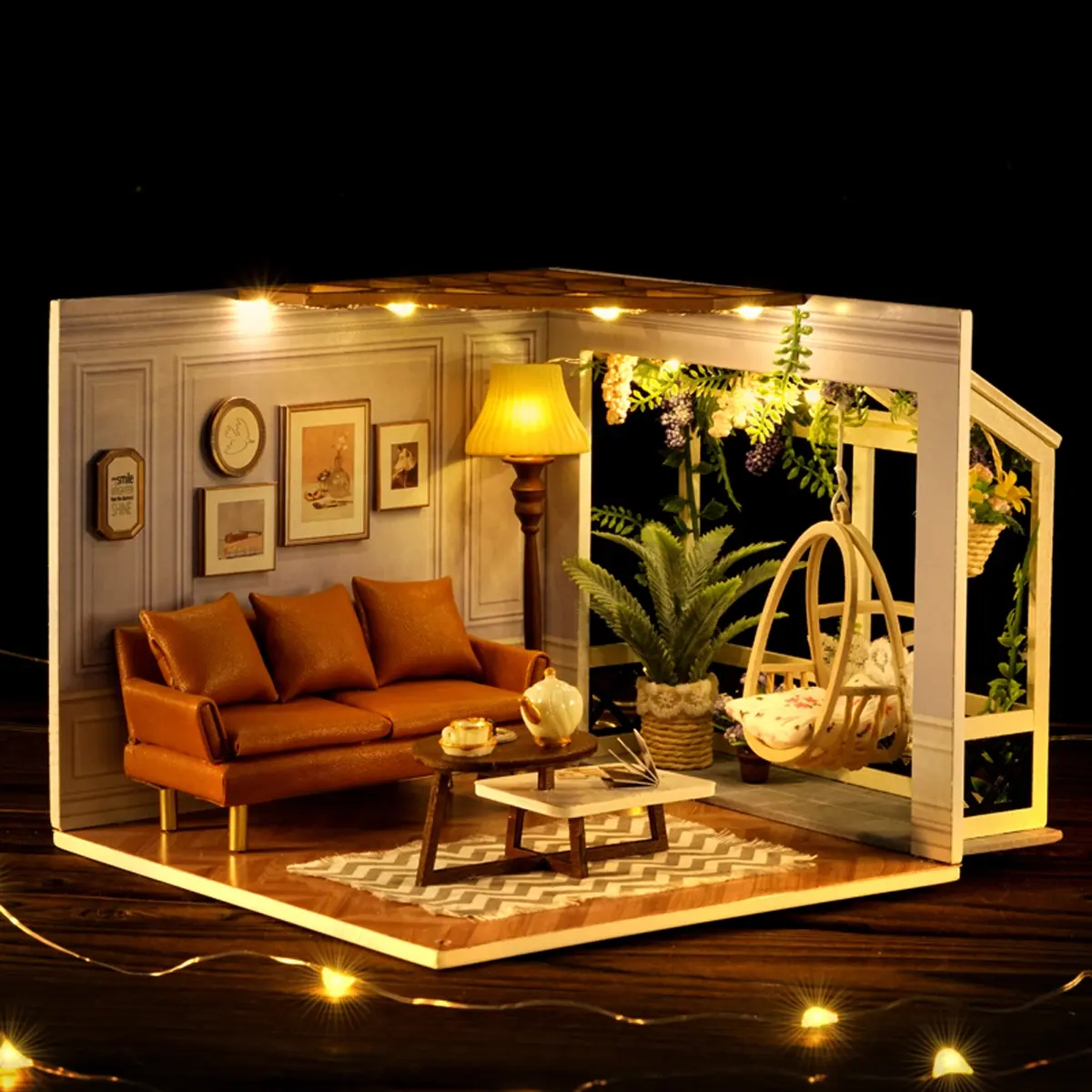 Cuteroom Mini Model House Set  DIY 3D Puzzle, Wooden House Kit Adults, Includes Furniture, Perfect Gift for Teens & Adults, Ages 14+, Holiday Celebration, Miniature Set, Miniature Houses