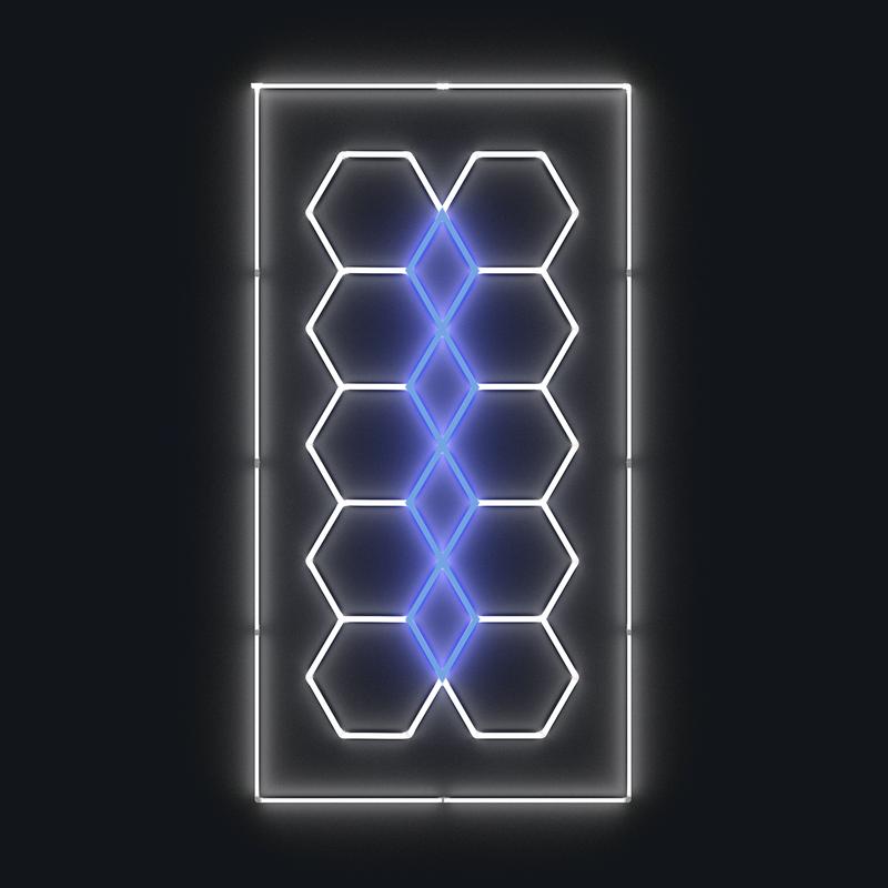 HYPERLITE Color Glow, Garage Lights, Honeycomb Design, Rectangle Frame Modular Lighting, LED Ceiling Light, 568W-624W 56800LM-62400LM, 6500K Bright White, for Garages, Workshops, Gyms, Studios,  Barber Shops, Decorative Spaces，Jumpstart newyear