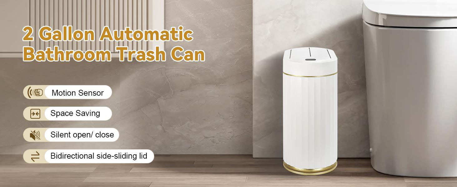 Smart Sensor Hands-Free Trash Can 2 Gallon, Free Trash Bags & Batteries Included, Out of Box Use Touchless Smart Trash Can with Lid, Giftable Trash Cans for Kitchen Home Elders Expectant Mothers