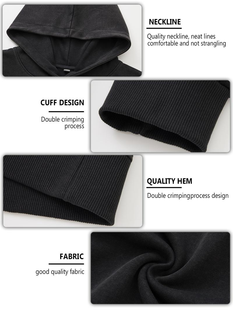 CCCMAI Men's Solid Color Loose Fit Hooded Sweatshirt Regular Fit Casual Long Sleeve Hoodie for Fall & Winter Men's Clothing for Everyday Wear with Quality Hem and Cuff Design Menswear Tops Pullover