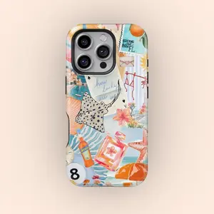 Coquette European Summer Collage Phone Cases, Coastal Italy Beachy Tro Premium Film 2 in 1 Phone Case - Durable, Shock Absorbing and Stylish Protection - Compatible with iPhone 16, 15, 14, 13, 12, 11, Plus, Pro, Pro Max, Perfect birthday gift for friends.