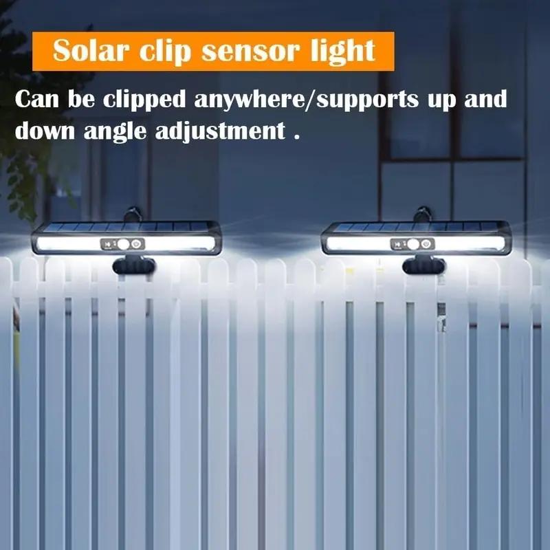 1PC Solar-Powered Clip-On Light with Auto On/Off, Motion Sensor, 3 Lighting Modes, Extended Run Time, IP6 Waterproof Rating—Ideal for Gardens, Outdoor Spaces, Camping Fences, Emergency Lighting, and more.