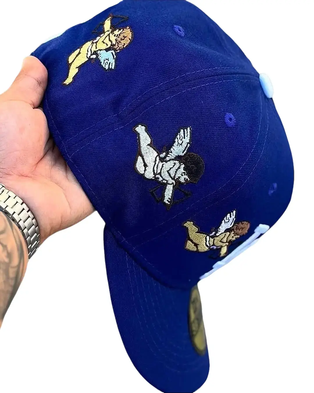 Unisex Cotton Dad Hat - Blue Cupid Embroidered, Premium Hip Hop Style, Adjustable Buckle, 7-8 Size, Breathable Fashion Accessory