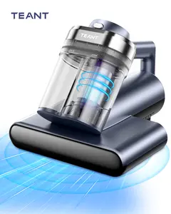 Teant Upgrade Cordless Mattress Vacuum with 18kPa Ultra-Deep Suction, 2-Speed Bed Vacuum with 33000 RPM/Min Roller Brush, 253.7nm UV-C Light & LED Display, HEPA, 149℉ Heat, Aroma & Anion for Bed Sofa
