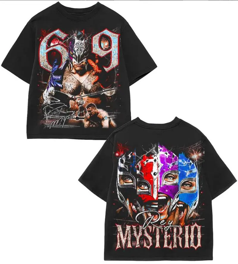 WWE4U REY MYSTERIO T-Shirt | Vintage Graphic Design | Iconic Wrestling Print | Classic Fan Apparel Cotton Fabric