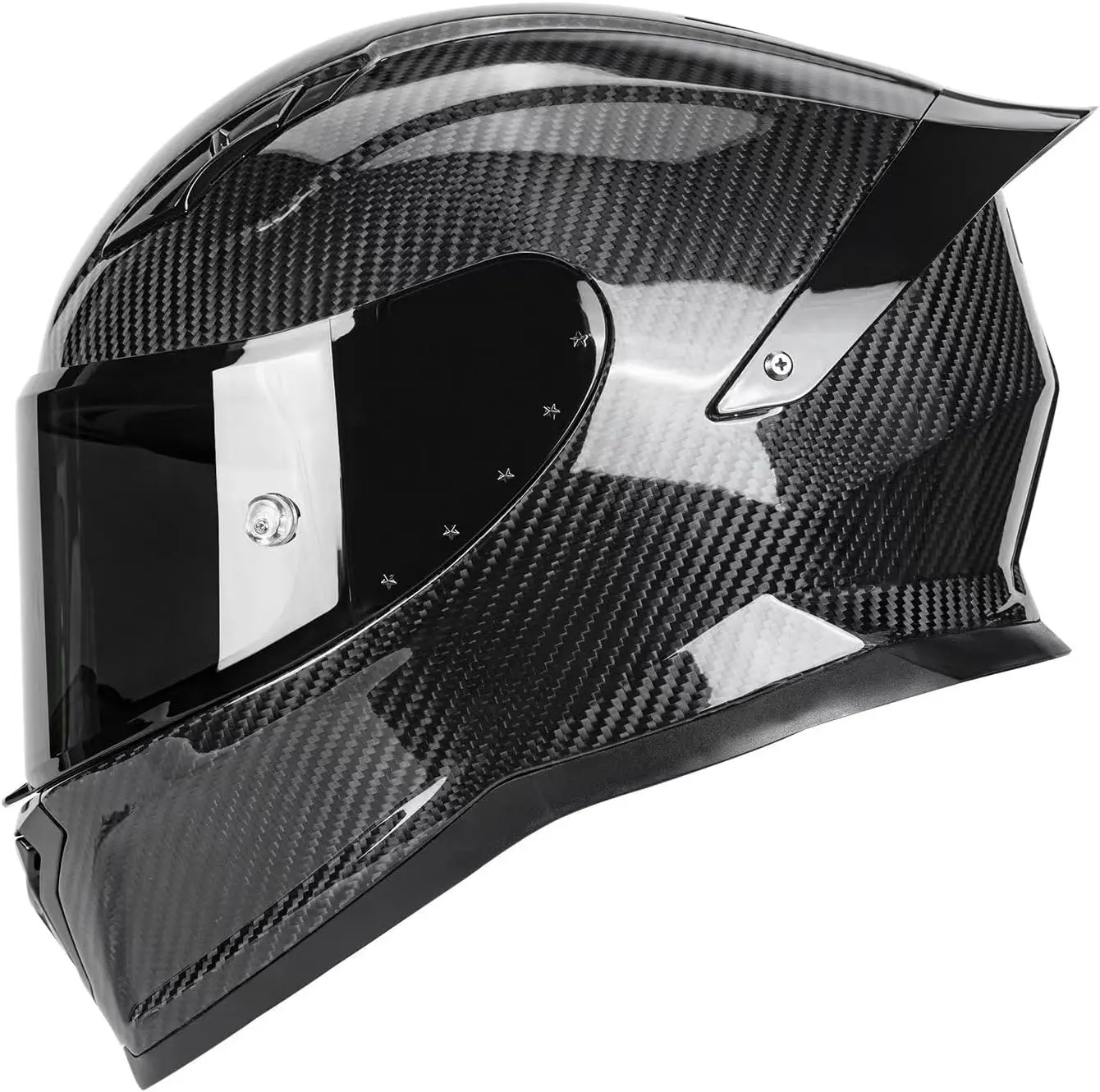 KAESE DOT Approved Real 3K Carbon Fiber Full Face Motorcycle Helmet, Lightweight Sport Touring Helmet with Spoiler & Speaker Pockets