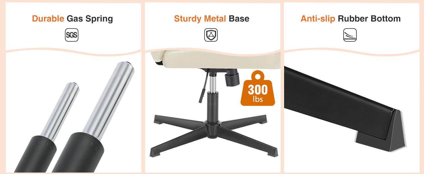 Sweet Furniture F Height Adjustable Criss Cross Chair - Armless Desk Chair No Wheels Cross Legged Office Chair Wide Swivel Home Office Desk Chairs