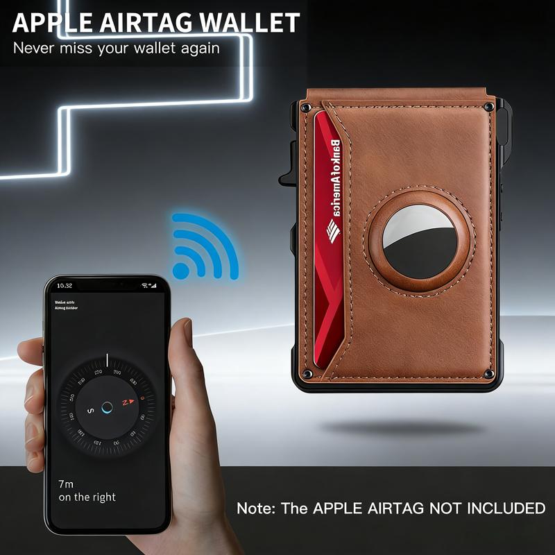 Minimalist Men’s Slim Wallet: 9-13 Cards, Money Clip, ID Window. RFID-Blocking, Aluminum Bifold Pop - Up(AirTag Not Included)Business Multi-Card Slot Wallet Casual Trendy Wallet for Work & Daily Use, Birthday Gift for Son, Thanksgiving Gifts, Holiday Gift