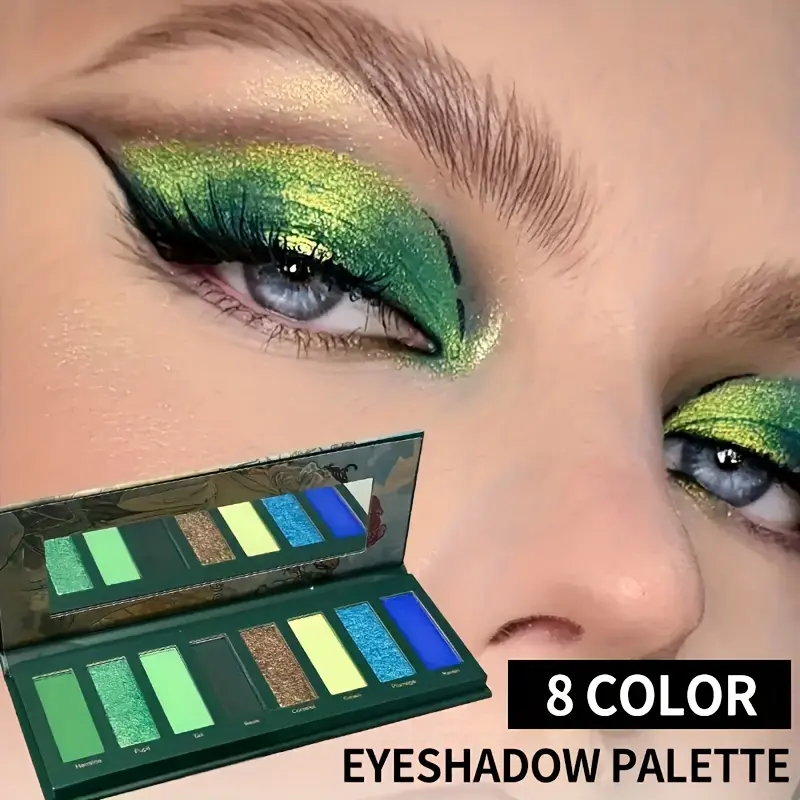 HERORANGE 3-Piece Eyeshadow & Face Makeup Set for Adults, Long-Lasting 8-Color Palette with Pigmented Matte, Chameleon Glitter & Shimmer, Includes Blush, Highlighter, Contour & Eyeliner, Gluten-Free Gift Option, Smokey Eye Compatible