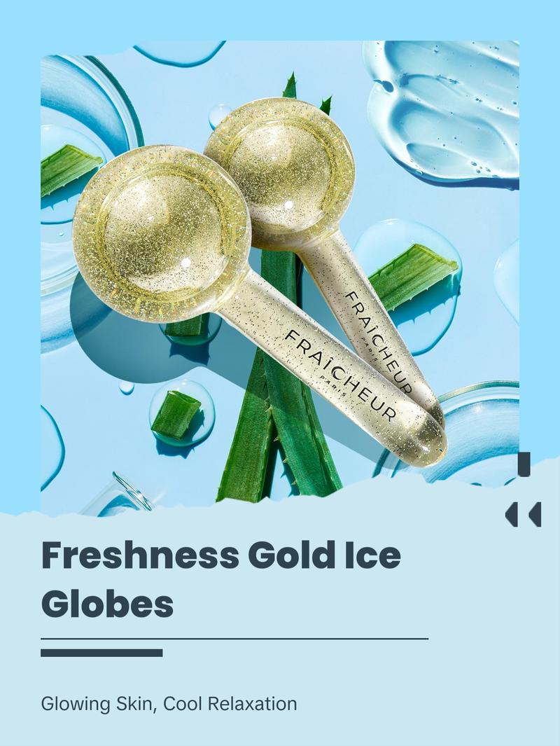 Fraîcheur Gold Ice Globes - Premium Cooling Face Massage Tools for Glowing Skin - Boosts Circulation Reduces Puffiness Tightens Skin - Ideal for Daily Skincare & Relaxation