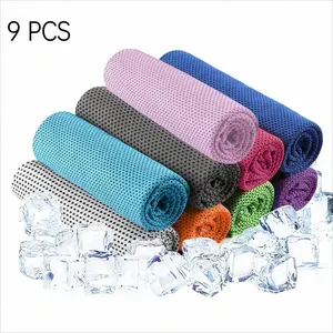 9 Pack Cooling Towels, Soft Breathable Sweat Ice Towel for Sports,  Cooling Towels for Neck and Face, Sweat Microfiber Towel Soft Breathable Towel for Gym, Yoga, Camping, Running, Fitness, Workout & More Activities