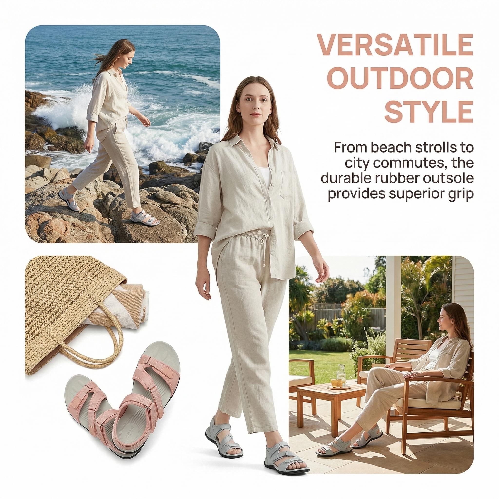 UBFEN Womens Hiking Sandals 3 Adjustable Straps for Custom Fit Waterproof Breathable NonSlip Perfect for Outdoor Trails Beach Trips AllDay Walking Comfort Lightweight Durable Supportive Athletic Water Sandals for Active Women