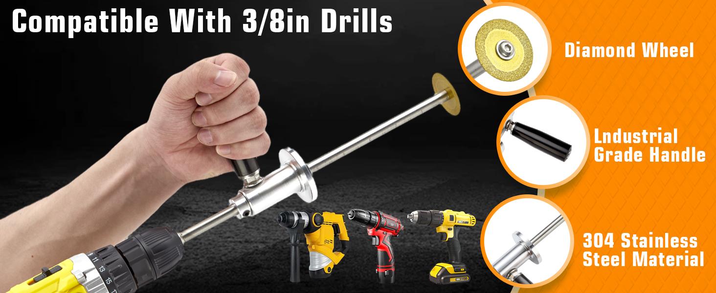 Inside Pipe Cutter for PVC Pipe Cutter, with Diamond Grit Cutting Wheel and Handle, Fit for 1-1/2 Inch to 8 Inch,7 Inch Adjustable Cutting Depth,1/4in Hex Shank Fit for Impact Drivers